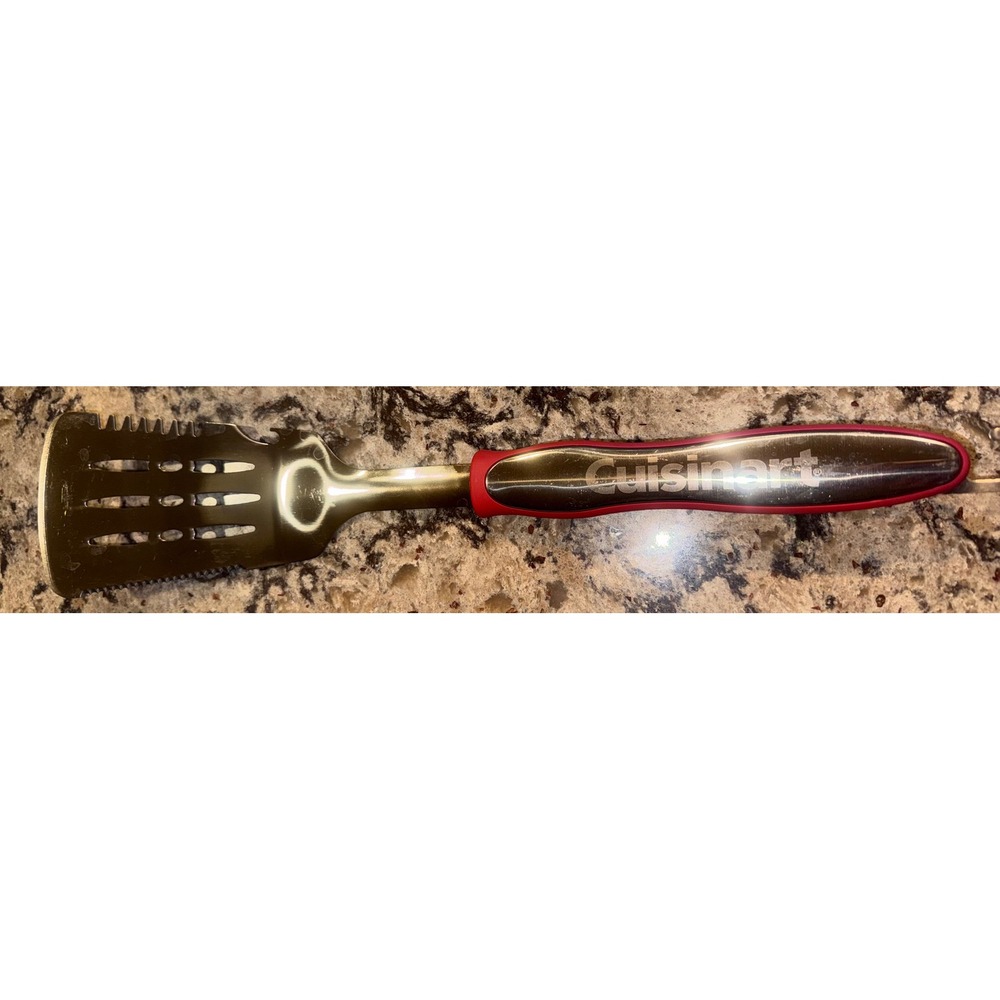 Cuisinart 18" 4-in-1 BBQ Spatula Stainless Steel Red Handle Bottle Slotted